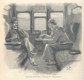 Illustration of Sherlock Holmes and Dr Watson from 'The Silver Blaze' (City of Westminster Libraries).