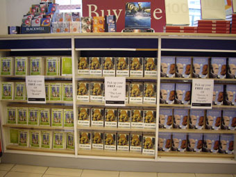 Display of free books at Blackwell on Park Street, Bristol.