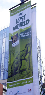 A Lost World Read 2009 banner in Bristol city centre.