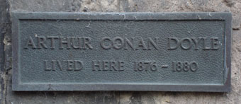 The Conan Doyle plaque in George Square (Edinburgh UNESCO City of Literature 2008).