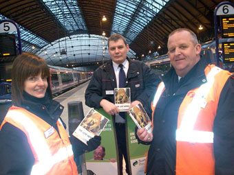 Scot Rail staff at Glasgow Queen Street Station.