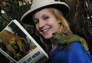 Robyn with Mazu, an Asian water dragon, at Newquay Zoo.