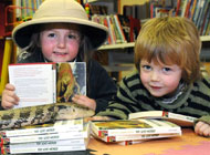 Barry the blue-tongued skink made a visit to St Austell Library where they were reading The Lost World.